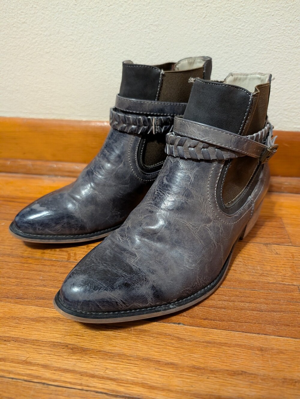 Maurices Blue Marbled Gray Western Breanna Ankle Boots